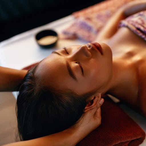 Spa,Massage.,Hands,Massaging,Woman,Head,At,Thai,Beauty,Salon